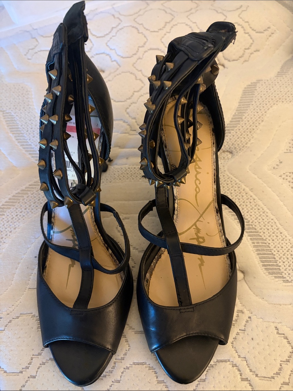 Jessica Simpson Black Studded Strappy High Heel Sandals